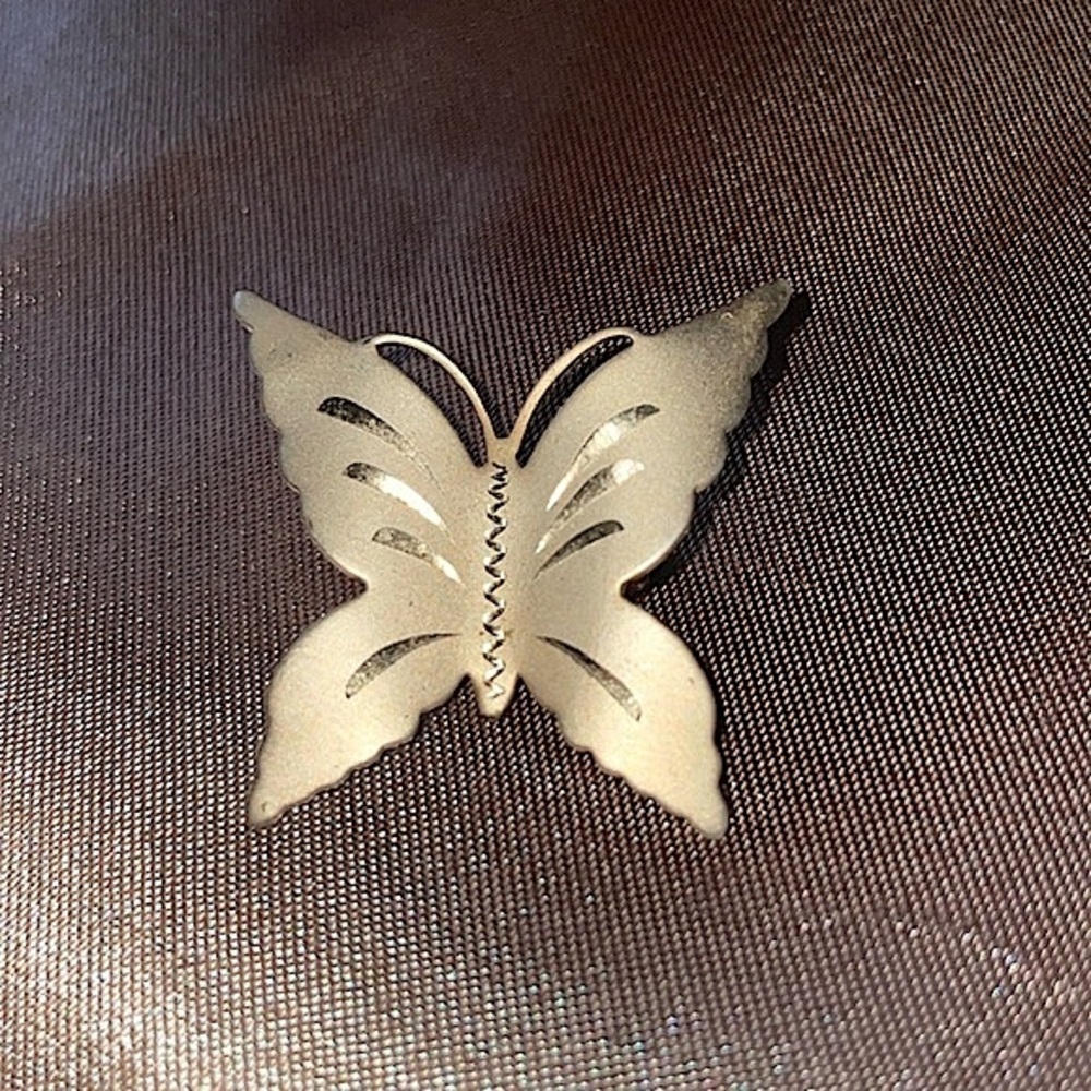Vintage Gold Two Tone Metal Butterfly Pin or Brooch